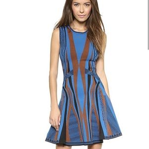 DIANE von Furstenberg Gabby Look black blue glass copper knit dress NWT Medium